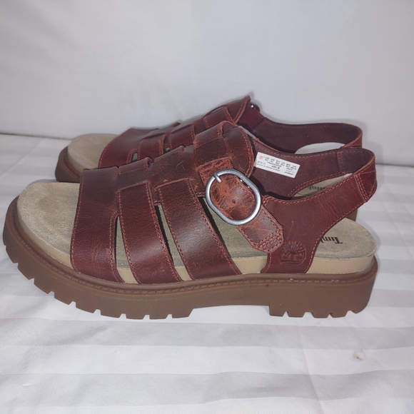 Women’s Timberland Clairemont Way Fisherman Sandal Burgundy Red 8.5 - Picture 5 of 8